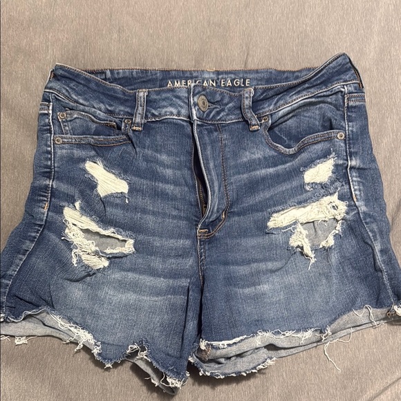 American Eagle Outfitters Blue Distressed Jean Shorts - Picture 1 of 6